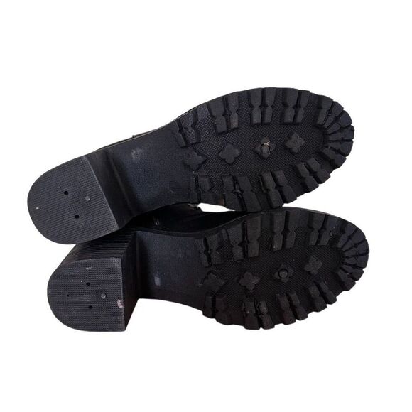 RUE 21 Y2K Black Faux Suede Chunky Heel Lace-up Whimsigoth Ankle Boots Size 7 - Picture 8 of 13